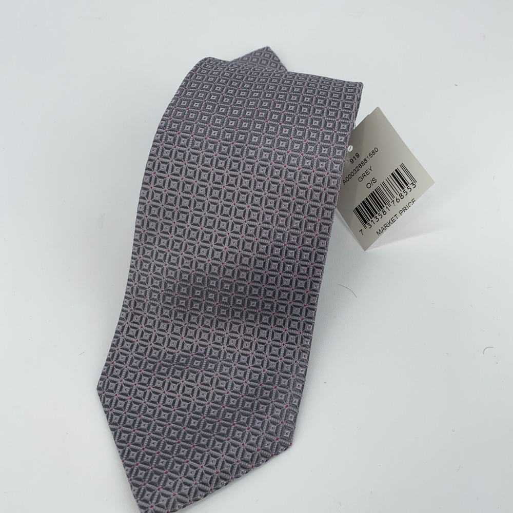 Eton‎ Tie Mens One Size Gray Patterned Silk Classic Fit Necktie England Made